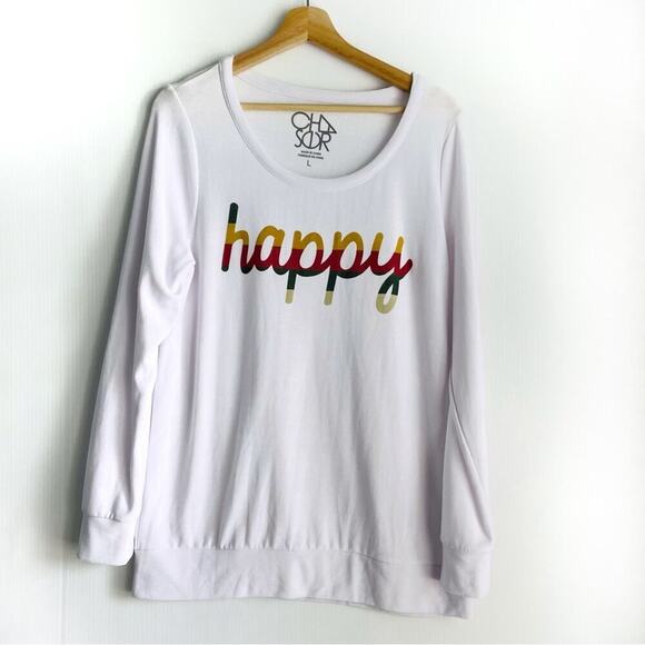 Chaser Happy cozy long sleeve shirt white size large pullover - Picture 2 of 8